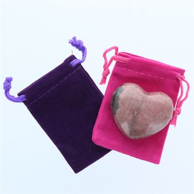 Rhodonite Heart Large in Pouch